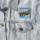 Tokuriki Tomikichiro Sanjo Bridge, Kyoto-japans Vierkante Button 5,1 Cm (In situ)