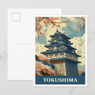 Tokushima Japan kunst reisillustratie Briefkaart