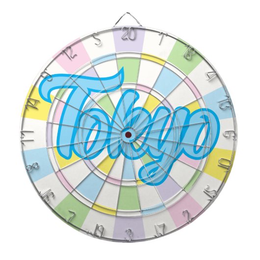 Tokyo Blue Bewerkbare tekst op wit en pastelkleur Dartbord (Voorkant)