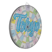 Tokyo Blue Bewerkbare tekst op wit en pastelkleur Dartbord (Voorkant Links)