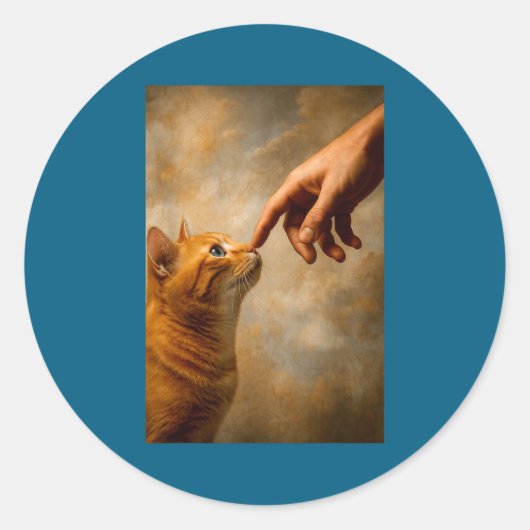 Tokyo Cat In Straw Hat With Tea Cup Skytree City V Ronde Sticker (Voorkant)