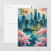 Tokyo Cherry Blossoms Briefkaart – Sakura met Stad (Voorkant / Achterkant)