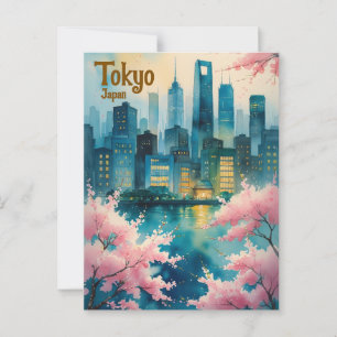 Tokyo Cherry Blossoms Briefkaart – Sakura met Stad