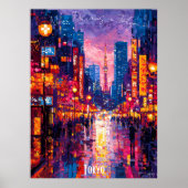 Tokyo City Skyline Poster – futuristische neonkuns (Voorkant)