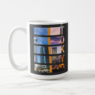 Tokyo City Vibe Verticale Grafische Afbeelding Zwa Koffiemok