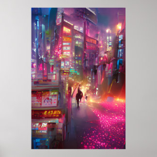 Tokyo Dreamweaver: AI-Gegenereerde Cityscapes Poster