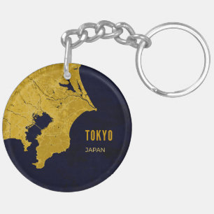 Tokyo Golden Map Acrylische Sleutelhanger