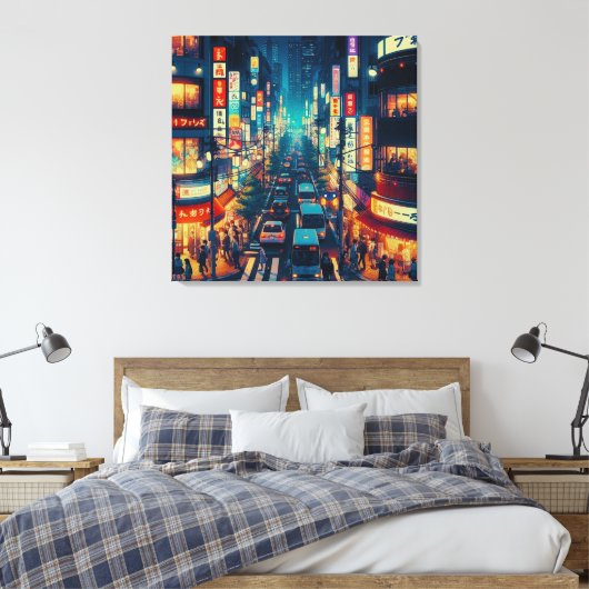 Tokyo in Beweging Canvas Afdruk (Insitu (Slaapkamer))