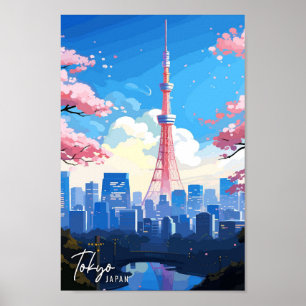 Tokyo Japan Art vintage reisillustratie Poster