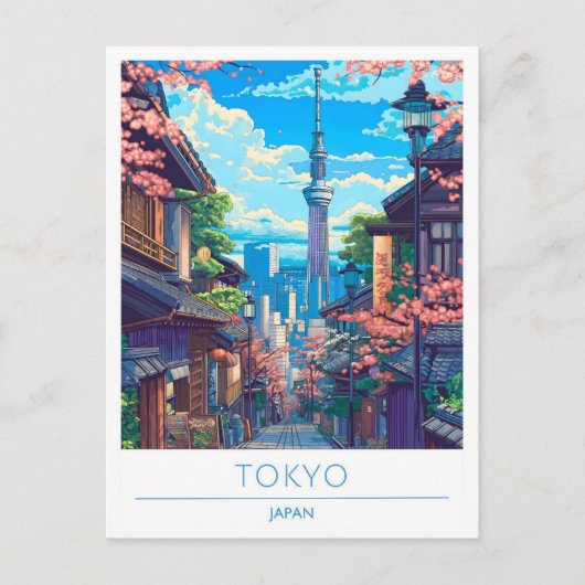 Tokyo Japan Art Vintage Travel Briefkaart (Voorkant)