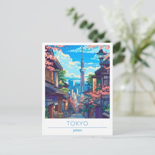 Tokyo Japan Art Vintage Travel Briefkaart (Staand voorkant)