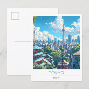 Tokyo Japan Art Vintage Travel Briefkaart