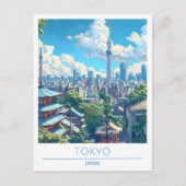 Tokyo Japan Art Vintage Travel Briefkaart (Voorkant)