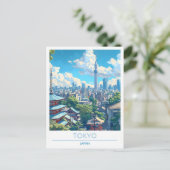 Tokyo Japan Art Vintage Travel Briefkaart (Staand voorkant)