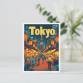 Tokyo Japan Art Vintage Travel Illustratie Briefkaart (Staand voorkant)