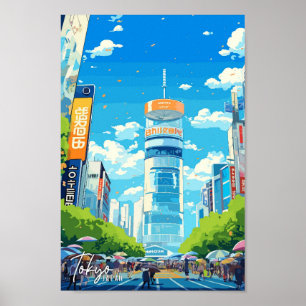 Tokyo Japan Art Vintage Travel Illustratie Poster