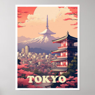 Tokyo Japan Art Vintage Travel Illustratie Poster