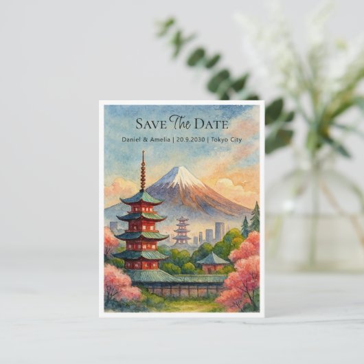 Tokyo Japan Bewaar de datum bruiloft Kaart Custom (Staand voorkant)