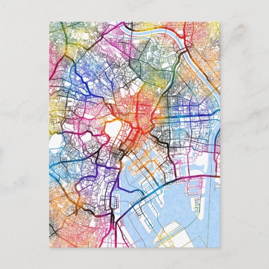 Tokyo Japan City Map Briefkaart (Voorkant)
