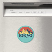 Tokyo Japan City Skyline Retro Cityscape Art Magneet (Insitu (Vaatwasser))