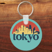 Tokyo Japan City Skyline Retro Cityscape Art Sleutelhanger (Voorkant)