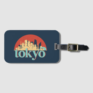 Tokyo Japan City Skyline Retro Travel Art Bagagelabel