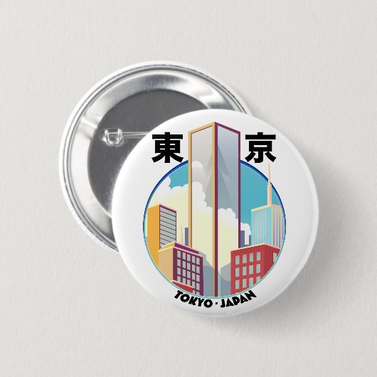 Tokyo Japan Cityscape logo Ronde Button 5,7 Cm (Voorkant /achterkant)