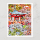 Tokyo Japan Famous Travel Waterverf Sketch Briefkaart (Voorkant)