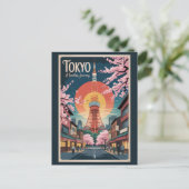 Tokyo Japan Illustration Travel Art Vintage Briefkaart (Staand voorkant)