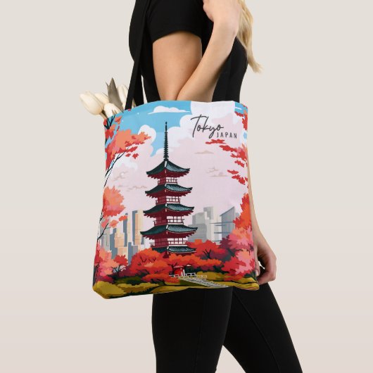 Tokyo Japan  Kunst Reizen Illustratie Tote Bag (Dichtbij)