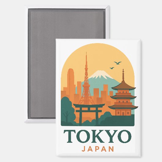 Tokyo Japan Magnet – Minimalist Travel Souvenir  (Voorkant / Achterkant)