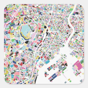 Tokyo Japan Map Vierkante Sticker