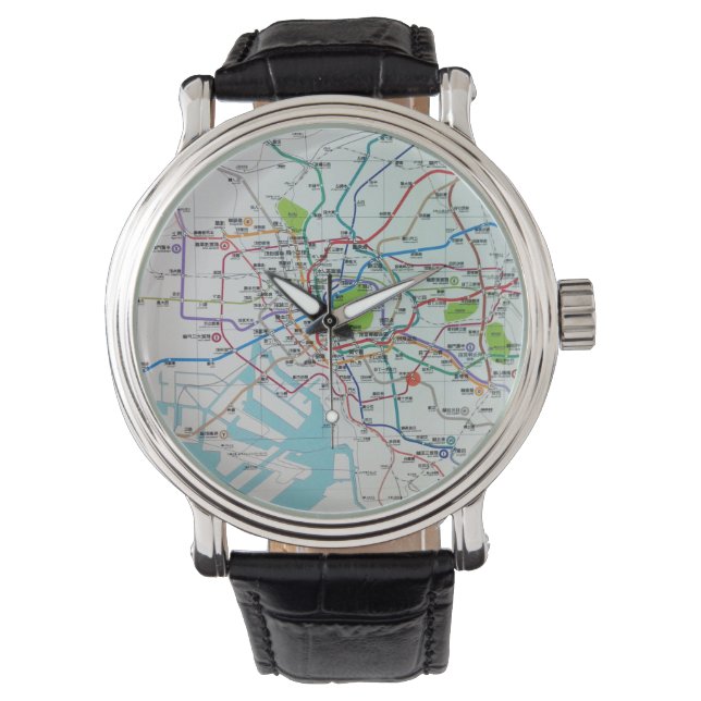  Tokyo Japan Metro Map Watch Horloge (Voorkant)