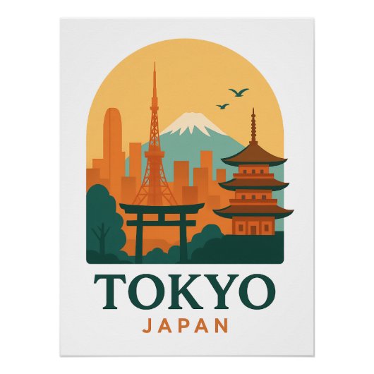 Tokyo Japan Minimalist Travel Poster – Modern Art (Voorkant)