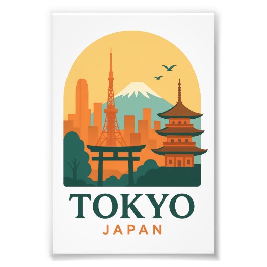 Tokyo Japan Minimalist Travel Souvenir Photo Print Foto Afdruk (Voorkant)
