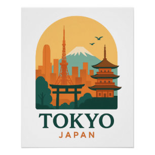 Tokyo Japan Minimalistische Reiseposter – Glanzend Perfect Poster