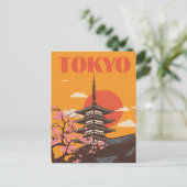 Tokyo Japan Pagoda Cherry Blossom Reizen Briefkaart (Staand voorkant)