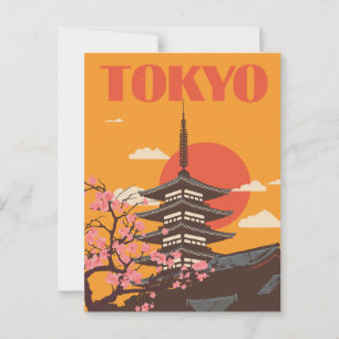  Tokyo Japan Pagoda Cherry Blossom Reizen Briefkaart