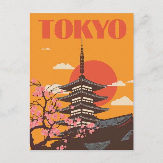 Tokyo Japan Pagoda Cherry Blossom Reizen Briefkaart (Voorkant)