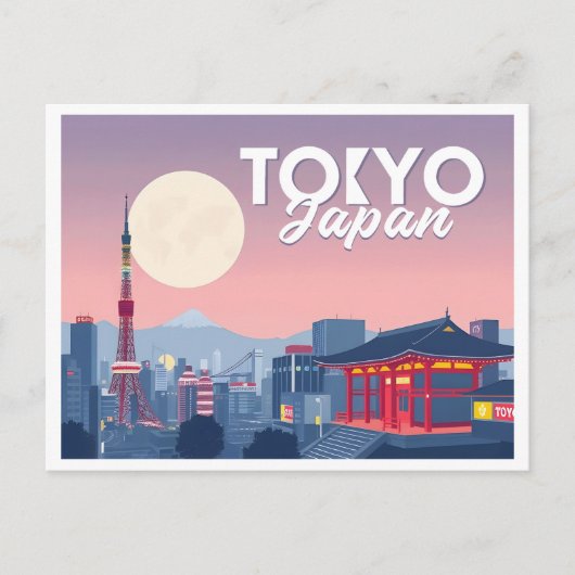 Tokyo Japan Pastel Travel Design Briefkaart (Voorkant)