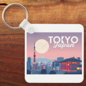 Tokyo Japan Pastel Travel Design Sleutelhanger (Voorkant)
