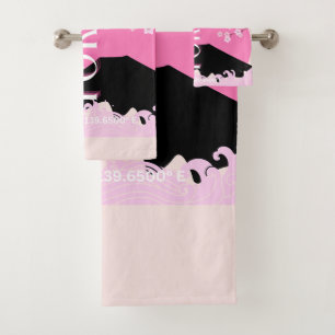 Tokyo Japan Reiskunst, Retro Reiskunst, Roze Bad Handdoek