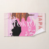 Tokyo Japan Reiskunst, Retro Reiskunst, Roze Bad Handdoek (Handdoek)