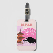 Tokyo Japan Reiskunst, Retro Reiskunst, Roze Bagagelabel (Voorkant (verticaal))