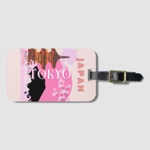 Tokyo Japan Reiskunst, Retro Reiskunst, Roze Bagagelabel