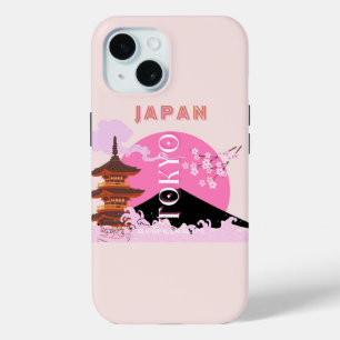 Tokyo Japan Reiskunst, Retro Reiskunst, Roze iPhone 15 Case