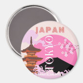 Tokyo Japan Reiskunst, Retro Reiskunst, Roze Magneet (Voorkant / Achterkant)