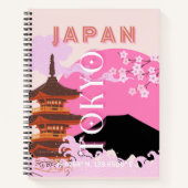 Tokyo Japan Reiskunst, Retro Reiskunst, Roze Notitieboek (Voorkant)