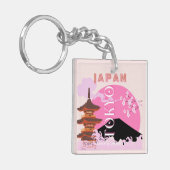 Tokyo Japan Reiskunst, Retro Reiskunst, Roze Sleutelhanger (Voorkant Links)