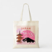 Tokyo Japan Reiskunst, Retro Reiskunst, Roze Tote Bag (Achterkant)
